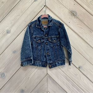 Vintage Little Levi’s Orange Tab Snap Front Trucker Denim Jacket